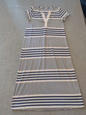 Vineyard Vines Edgartown Dress Woman S Blue Striped Midi Nautical Summer Beach